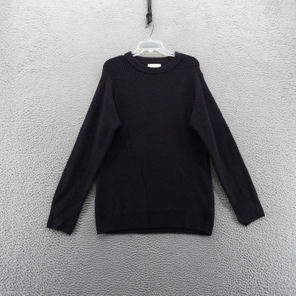 Treasure and Bond Black‎ Ribbed Crewneck Sweater Womens XS Merino Wool Blend NEW